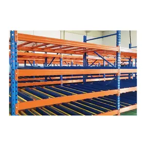 Warehouse Gravity Pallet Shelf Selective Storage Steel Carton Flow Rack System With Roller