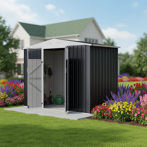 EG0804-H160 <span class=keywords><strong>Caseta</strong></span> de Almacenamiento Metálica para Jardín, Cobertizo de Almacenamiento Exterior, Cobertizo de Acero para Patio Trasero, Cobertizo con Estructura de Acero - Venta Directa de Fábrica - Product Image 1