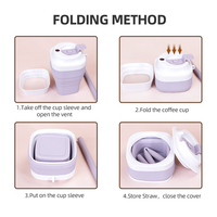 Tasse pliable portable en silicone de qualité alimentaire personnalisée couvercle de tasse pliable paille étanche lave-vaisselle micro-ondes design moderne