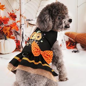 Costume di Halloween personalizzato per cani, grazioso e spaventoso, con stampa <span class=keywords><strong>zucca</strong></span> e fiocco, vestito per animali domestici, <span class=keywords><strong>abito</strong></span> per feste di Halloween per cuccioli - Product Image 6