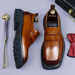 2025 High Quality Luxury Men's Shiny Leather Lace-Up Pointed Toe Anti-Slip Breathable Casual Loafers Business Formal Shoes - Product Image 2