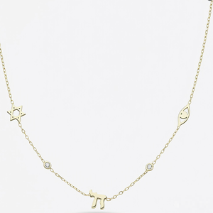 Collier avec pendentif en hébreu, acier inoxydable 316L, imperméable, hypoallergénique, pendentif Alef <span class=keywords><strong>Bet</strong></span> - Product Image 1