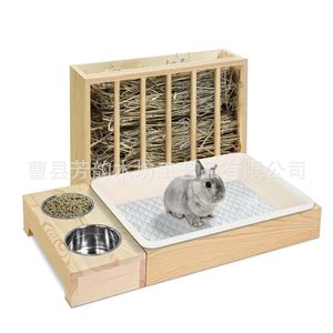 Mangeoire à foin en bois pour lapins, support à foin détachable, outil d'alimentation multi-combinaisons pour petits animaux - Product Image 2