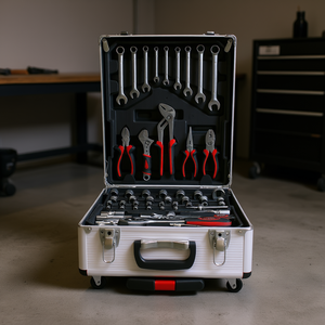 Caja de Herramientas Db Blanca de 4 Niveles, 60x40x30 cm, con Ruedas, Aleación de Aluminio Pulido, Cierre Rectangular con Pestillo, Almacenamiento para Taller - Product Image 2