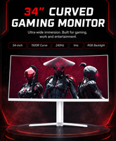 Monitor de Juegos Curvo WQHD Ultra Ancho de 34 Pulgadas y 240hz, Diseño sin Marco, Pantalla LED HDR para Computadora, Monitor para Negocios