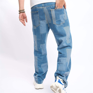 Nhà Máy Tùy Chỉnh Người Đàn Ông Của Baggy Denim Jeans Phong Cách Mới Cotton/Spandex Thẳng Jeans Stonewashed Đau Khổ Màu - Product Image 2