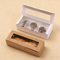 Boîtes à pâtisserie en papier kraft écologique transparentes avec fenêtre rectangulaire pour macarons, tartes aux œufs, petits gâteaux
