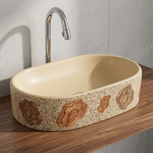 Lavabo de salle de bain de luxe carré avec finition dorée, design moderne pour villa et hôtel - Product Image 3