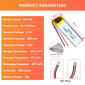 3.7V 600mAh Pouch Li-Polymer Lithium Ion Rechargeable Battery for MP3 &amp; GPS 702535 801350 500mAh Lipo Polymer GPS MP3 PCB Cable - Product Image 4