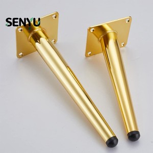 Midcentury Modern Tapered <b>Metal</b> Furniture <b>Legs</b> Black with Gold Brass Feet - Product Image 6