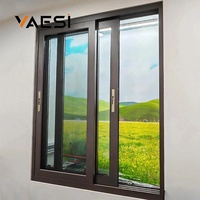Ventana de aluminio con rotura térmica con mosquitera, ventanas corredizas de vidrio templado doble impermeables para el hogar