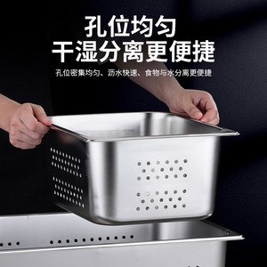 Stainless Steel Perforated Serving Tray Square Draining Basin Commercial Use - Product Image 4
