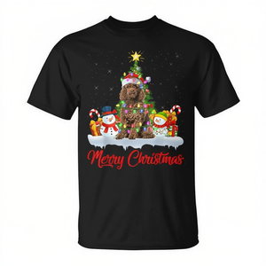 T-shirt de Noël pour chien Toy Poodle, motif arbre de Noël et Père Noël, noir - Product Image 2