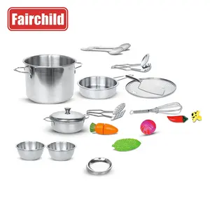 Mini giocattoli da cucina Set da cucina in acciaio inossidabile finta di cucinare pentole e padelle in acciaio inossidabile