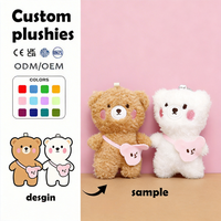 Porte-clés en peluche personnalisé, design mignon, broderie de dessin animé, ours en peluche, jouets porte-clés en peluche
