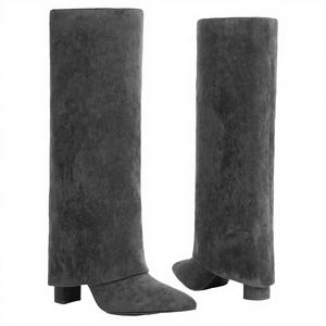 Botas Blancas de Mujer por Encima de la Rodilla con Cremallera, Tacón Alto, Punta Negra Puntiaguda, Largas, para Otoño e Invierno 2026 - Product Image 3