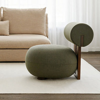 Fauteuil scandinave en bois massif, style moderne et luxueux, couleur crème, pour salon, fauteuil relax en peau de mouton, chaise de loisirs individuelle