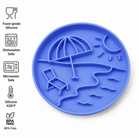 Bol pour chien MoMoPaw Beach Summer, design moderne, bol à alimentation lente, compatible lave-vaisselle et micro-ondes, bol puzzle en silicone