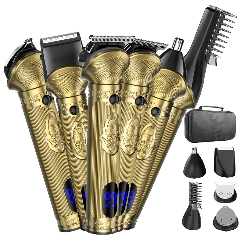 Lanumi 698 wiederaufladbare Schneider Multifunktionale Haare ändern LCD-Anzeige 6 IN 1 Haarschneiden Clipper-Set Herren Heimgebrauch