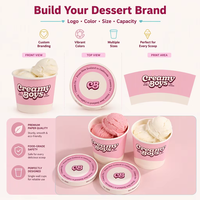 Gobelets à glace personnalisés imprimés 3oz 5oz 8oz, contenants en papier pour desserts avec couvercles, emballage à emporter pour yaourts glacés