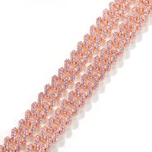 Collar y Pulsera de Aleación de Zinc con Incrustaciones de 12 mm para Hombre, Joyería Hip Hop Moderna y Económica, Cadena de Eslabones Color Oro Miami - Product Image 5