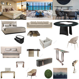 Juego de Muebles de Dormitorio de Lujo Moderno para <span class=keywords><strong>Penthouse</strong></span> Costera, Cama de Cuero Blanco con Diseño Elegante, Solución Llave en Mano para Diseñadores de Interiores - Product Image 1