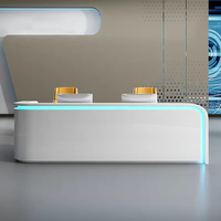 Bureau de réception moderne extensible en L, très demandé, pour hôtel, bureau, centre commercial - Blanc, plastique PETG, marque ST, modèle 01