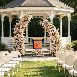 Peonías Artificiales Color Naranja Quemado, Arreglo Floral <span class=keywords><strong>de</strong></span> Hortensias Azules, Arco <span class=keywords><strong>de</strong></span> Boda, Flores Coloridas, Fondo <span class=keywords><strong>para</strong></span> Fotomatón - Product Image 5