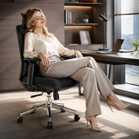 Nouvelle chaise de bureau ergonomique à dossier haut en maille pivotante 2026, réglable en hauteur, idéale pour les pauses déjeuner, pour les cadres et le personnel.
