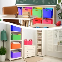 Panier de rangement en feutre coloré, lot de 6, pliable, en tissu, rectangulaire, avec poignée, pour organiser les vêtements, les livres, les jouets d'enfants