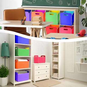 Panier de rangement en feutre coloré, lot de 6, pliable, en tissu, rectangulaire, avec poignée, pour organiser les vêtements, les livres, les jouets d'enfants - Product Image 6