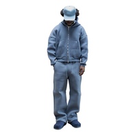 Ensemble de survêtement homme personnalisé avec logo, coupe ample, évasée, 100 % coton, fermeture éclair, par le fabricant – Hoodies et pantalons de survêtement pour hommes