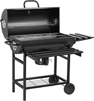 Panggangan BBQ Arang Portabel Modern Rak Tiga Tingkat Desain Lipat Konstruksi Besi Penghambat Api Pengapian Otomatis untuk Luar Ruangan