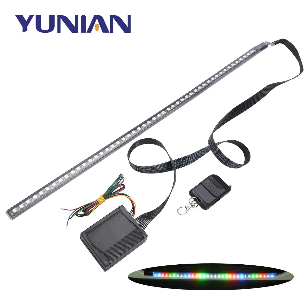 22 inç 48LED RGB araba tarayıcı şövalye binici strobe flaş ışığı rgb flaş ritim tanıma ışık şeridi ışık uzaktan kumanda