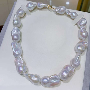 Collar de perlas barrocas iridiscentes Aurora de alta calidad, personalizado al por mayor, con cierre de oro de 14 quilates importado de EE. UU., hecho a mano. - Product Image 3