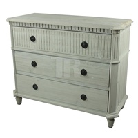 Commode à 4 tiroirs en bois sculpté, style rustique antique, pour chambre à coucher