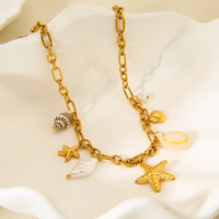 Étanche Océan Série Pendentif Bijoux En Acier Inoxydable Perle Shell Conque Étoile De Mer Charmes Collier pour Femmes