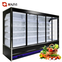 Vitrine réfrigérée ouverte multi-étagères pour supermarché, avec porte coulissante en verre, réfrigérateur commercial à refroidissement par air pour fruits et lait