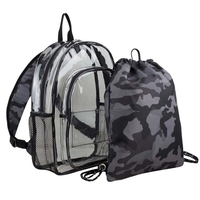 Sac à dos transparent en PVC imperméable personnalisé avec sac à cordon léger pour garçons, sac d'école, sac de voyage, sac de sport, sac à dos de jour