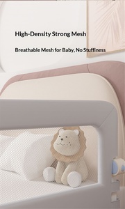 Barrière de sécurité pliable moderne pour bébé, réglable, anti-chute, avec maille respirante pour lit bébé/lit double/lit complet - Certifiée CE - Product Image 6