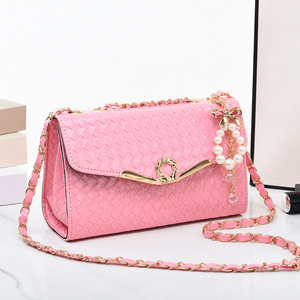 New Fashion Women's Bag Trendy Girl Portable Diagonal Span Luxury Bags Women <b>Handbags</b> With Pearls Pendent - Product Image 5