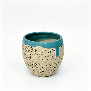 <span class=keywords><strong>Pot</strong></span> de fleurs en céramique moucheté en forme d'œuf avec glaçure turquoise effet goutte d'eau, collection 2026, idéal pour l'intérieur, la décoration de la maison et les arrangements floraux - Product Image 1
