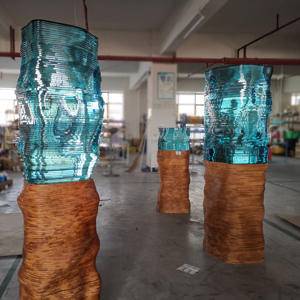 Modern Art Design Custom Glass Wood Home Decoration Villa Hotel Home Indoor Glass Sculptures