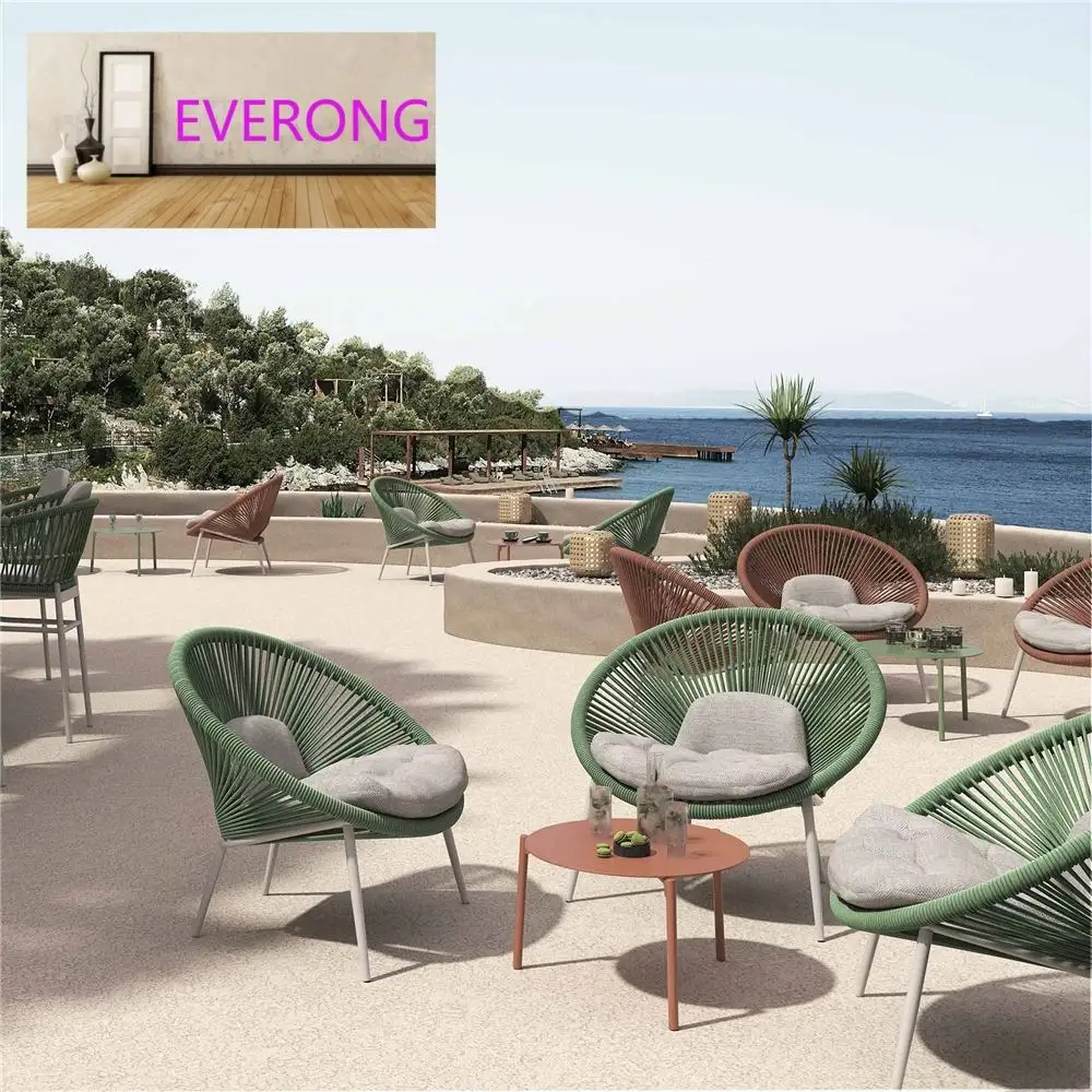 everong High Quality Outdoor Garden Furniture Wicker Patio Set Balcony Outside Rattan Chair With Cushion