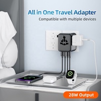 Adaptateur de voyage universel multi-prises 20W à charge rapide, compatible avec les normes australiennes, britanniques, européennes et américaines