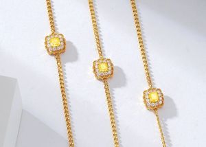 Bracelet en or massif 18 carats pur avec diamant jaune taille coussin et bordure dentelle, vente en gros Xinfly - Product Image 3
