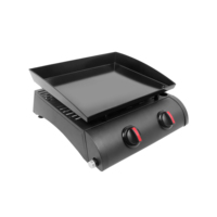 Barbecue à gaz portable moderne de qualité supérieure pour l'extérieur, 2 brûleurs, plaque de cuisson de table avec construction en métal thermolaqué