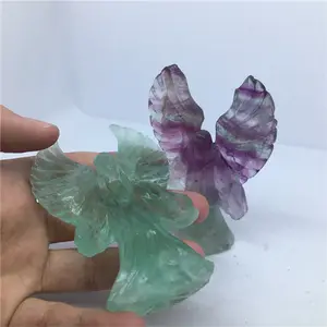 HZ cristallo cristallo di cristallo sculture all'ingrosso di cristallo di Fluorite arcobaleno di lucidatura Fluorite angelo arcobaleno intaglio per la vendita chakra pietre