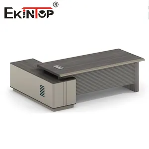 Ekintop Luxury Boss Executive Office Table And Chair Modern L Shaped Office Ceo Wooden Table With Drawers Office Desk