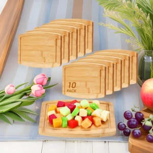 Planches à découper en bambou 30x25,4 cm rectangulaires avec rainures pour jus, pour servir aliments et fromages, usage cuisine, lot de 10 - Product Image 1